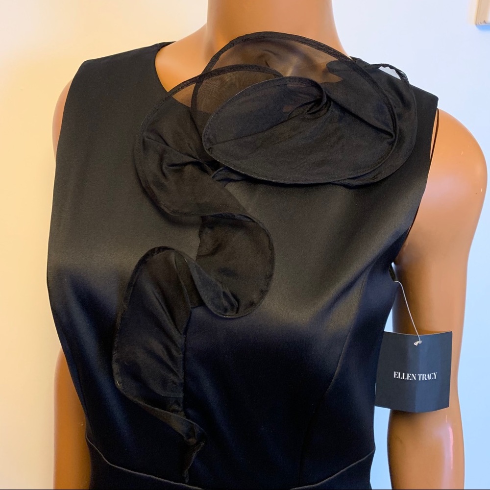 Black Ellen Tracy dress with front ruffle